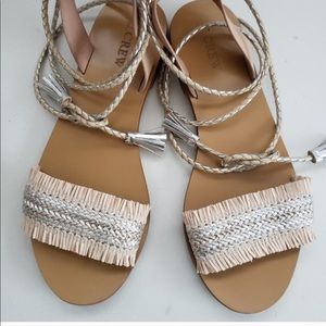J. Crew Raffia Fringe Sandals